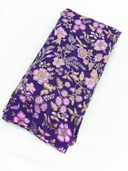 Purple Colour Crepe Silk Position Print With Zari Work