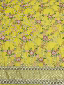 Yellow Colour Rangoli Silk fabric