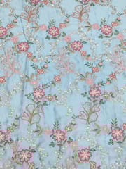 Sky- Blue Colour Rangoli Silk fabric