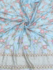 Sky- Blue Colour Rangoli Silk fabric