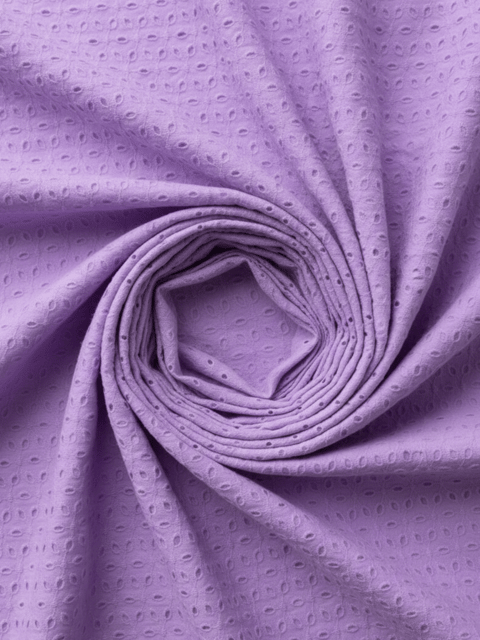 Lavender  six hole Pattern Schiffli Embroidered Fabric
