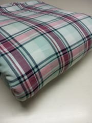 Mint Checks Twill Weave Yarn Dyed Cotton Fabric