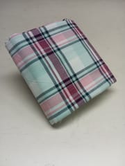 Mint Checks Twill Weave Yarn Dyed Cotton Fabric