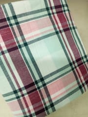 Mint Checks Twill Weave Yarn Dyed Cotton Fabric