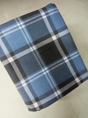 Aqua Blue Twill Checks Yarn Dyed Cotton Fabric