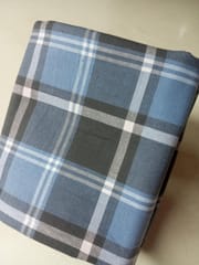 Aqua Blue Twill Checks Yarn Dyed Cotton Fabric