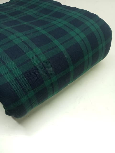 Green Checks Twill Weave Yarn Dyed Cotton Fabric