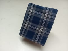 Dark Blue Checks Twill Weave Yarn Dyed Cotton Fabric