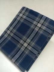 Dark Blue Checks Twill Weave Yarn Dyed Cotton Fabric