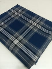 Dark Blue Checks Twill Weave Yarn Dyed Cotton Fabric