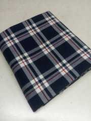Navy Checks Twill Weave Yarn Dyed Cotton Fabric