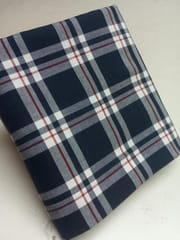 Navy Checks Twill Weave Yarn Dyed Cotton Fabric