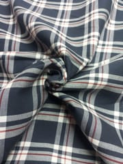 Navy Checks Twill Weave Yarn Dyed Cotton Fabric