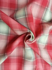 Orange Checks Twill Weave Yarn Dyed Cotton Fabric