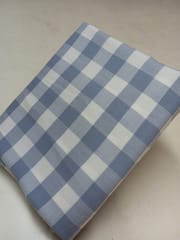 Blue Gingham Checks Twill Weave Yarn Dyed Cotton Fabric