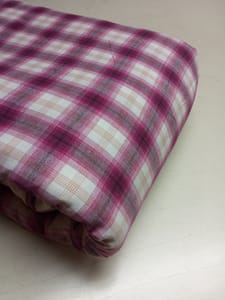 Dark Pink Checks Twill Weave Yarn Dyed Cotton Fabric