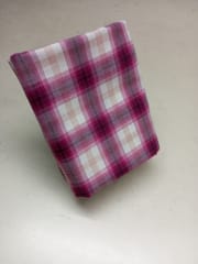 Dark Pink Checks Twill Weave Yarn Dyed Cotton Fabric