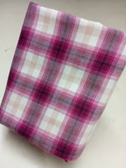Dark Pink Checks Twill Weave Yarn Dyed Cotton Fabric