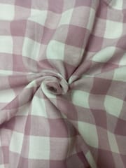 Pink Gingham Checks Twill Weave Yarn Dyed Cotton Fabric