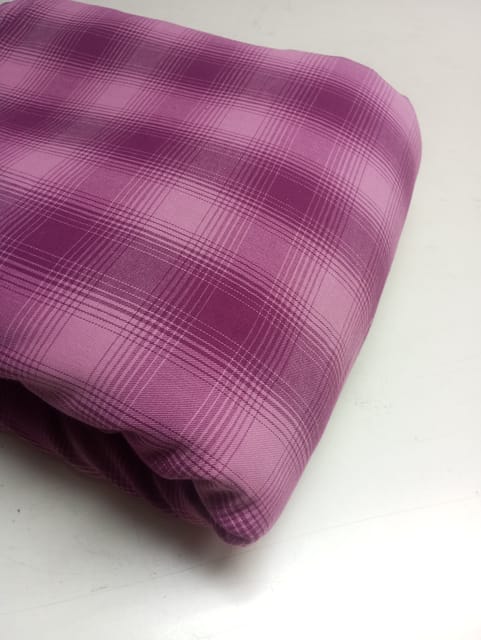 Dark Pink Checks Twill Weave Yarn Dyed Cotton Fabric