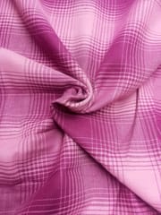 Dark Pink Checks Twill Weave Yarn Dyed Cotton Fabric
