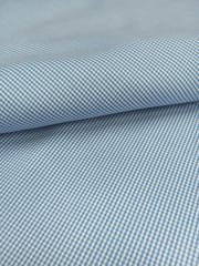 Blue Micro Gingham Checks Twill Weave Yarn Dyed Cotton Fabric