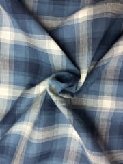 Blue Checks Plain Weave Yarn Dyed Cotton Fabric