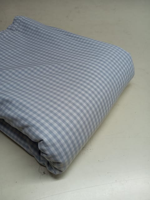 Blue Gingham Checks Plain Weave Yarn Dyed Cotton Fabric