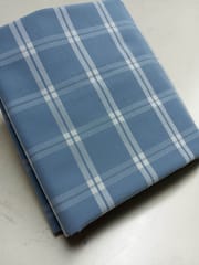 Blue Checks Plain Weave Yarn Dyed Cotton Fabric