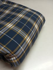 Dark Blue Checks Twill Weave Yarn Dyed Cotton Fabric