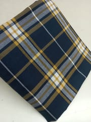 Dark Blue Checks Twill Weave Yarn Dyed Cotton Fabric