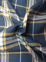 Dark Blue Checks Twill Weave Yarn Dyed Cotton Fabric