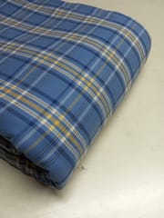 Blue Checks Twill  Weave Yarn Dyed Viscose Rayon Fabric