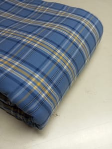 Blue Checks Twill  Weave Yarn Dyed Viscose Rayon Fabric