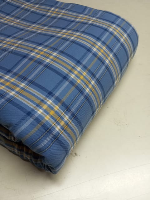 Blue Checks Twill  Weave Yarn Dyed Viscose Rayon Fabric