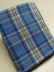 Blue Checks Twill  Weave Yarn Dyed Viscose Rayon Fabric