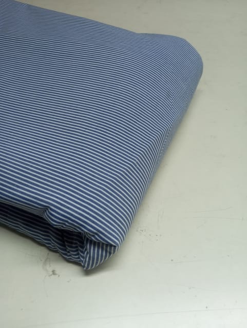 Navy Blue Stripes Plain Weave Yarn Dyed Cotton Fabric