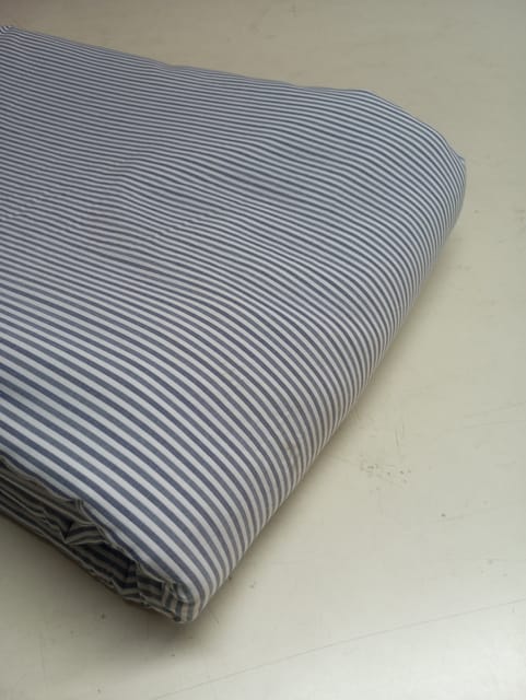 Multi Grey Stripes Plain Weave Yarn Dyed Cotton Fabric