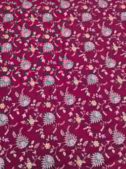 Magenta Georgette Fabric With Multi Colour Embroidery