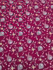 Magenta Georgette Fabric With Multi Colour Embroidery
