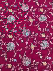 Magenta Georgette Fabric With Multi Colour Embroidery