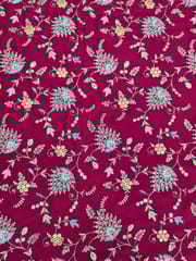 Magenta Georgette Fabric With Multi Colour Embroidery