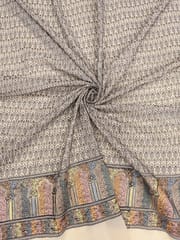 Cream Georgette Fabric With Multi Colour Embroidered Border