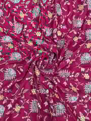 Magenta Georgette Fabric With Multi Colour Embroidery