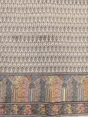 Cream Georgette Fabric With Multi Colour Embroidered Border