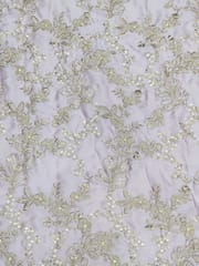 Light Purple Satin Fabric with Zari  Embroidery