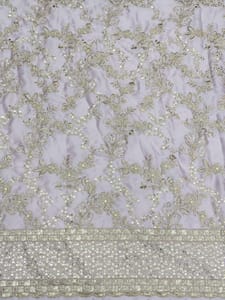 Light Purple Satin Fabric with Zari  Embroidery