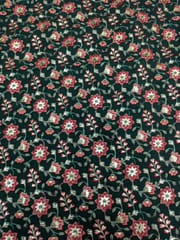 Bottle Green Georgette Fabric With Floral thread Embroidery