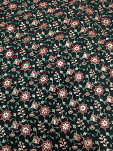 Bottle Green Georgette Fabric With Floral thread Embroidery