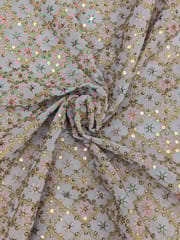 Light Purple Fabric with Multi Thread Embroidery